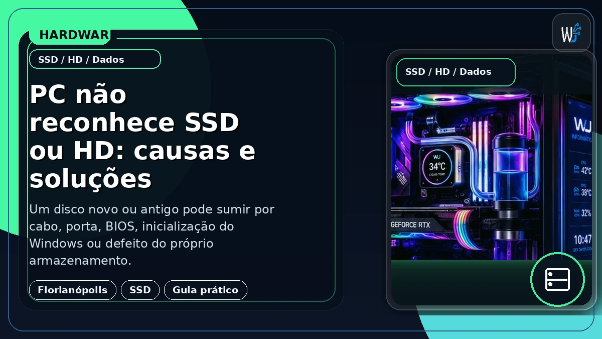 PC não reconhece SSD ou HD: causas e soluções