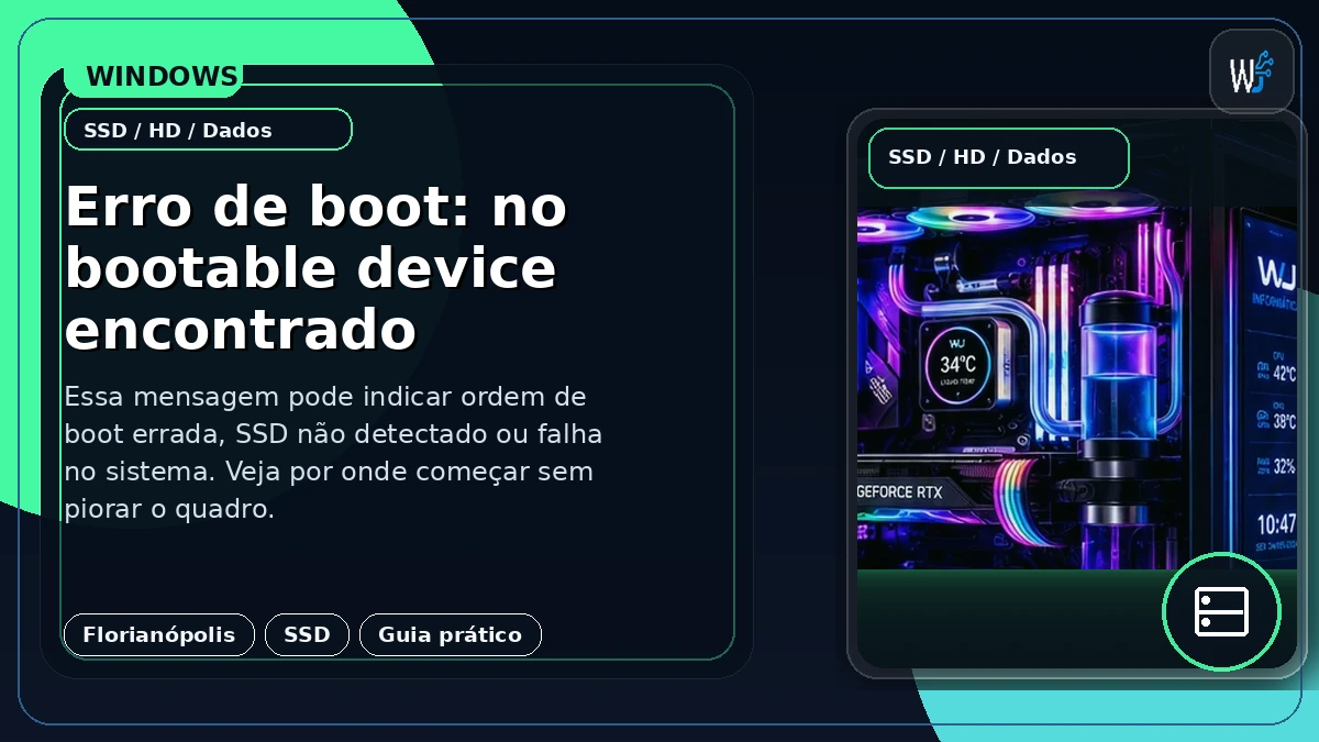 Erro de boot: no bootable device encontrado